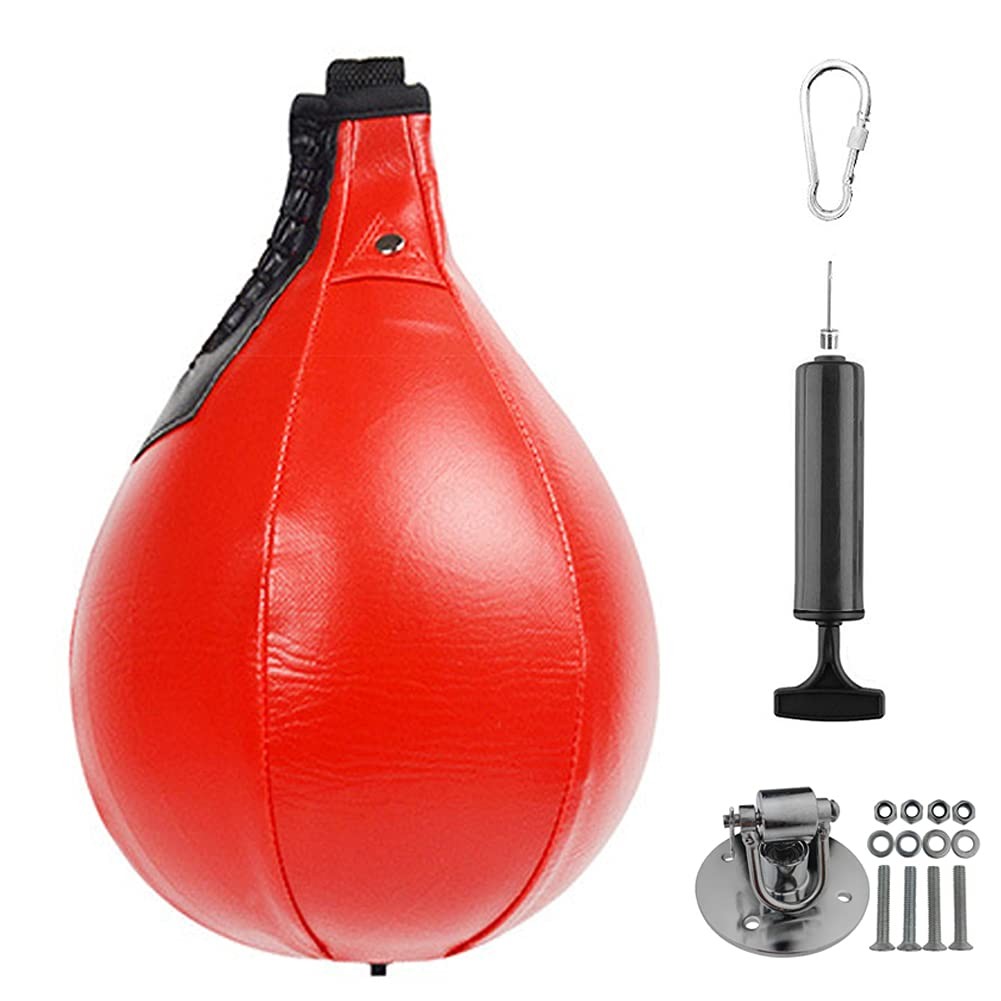 Boxing Speed Bag Swivel Set with Black 25cm x 17cm Punching Ball + Accessories