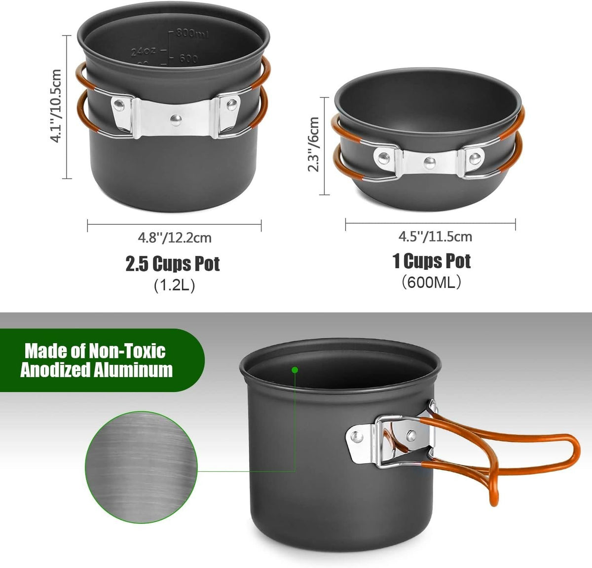 Backpacking Cooking Kit with Stove Pots Utensils & Storage Bags - Lightweight Portable Camp Cookware Set