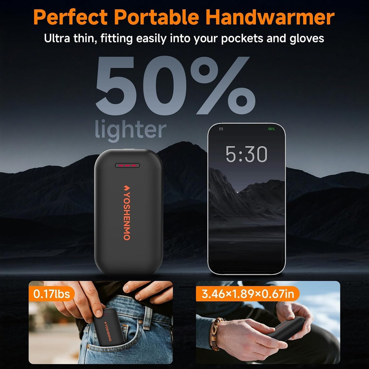 Rechargeable Electric Hand Warmers - Reusable Pocket Heaters for Winter, Camping & Outdoors (2 Pack)