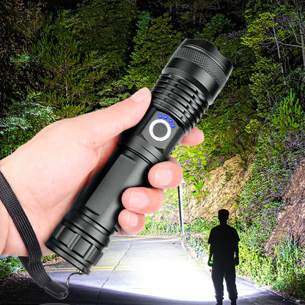 Super-Bright 90000LM LED Tactical Flashlight with Rechargeable Battery, Waterproof IPX-6, Zoomable for Hunting, Search & Rescue