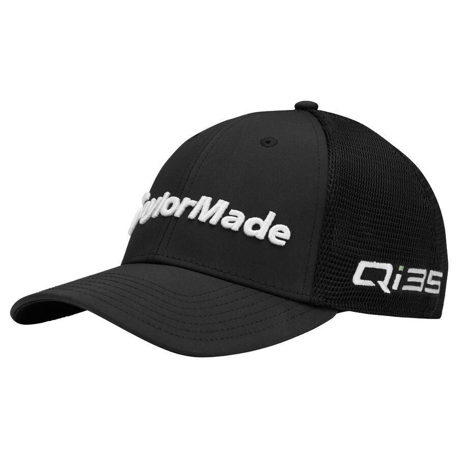 Men's Fitted Golf Cap with Breathable Mesh - Black, S/M