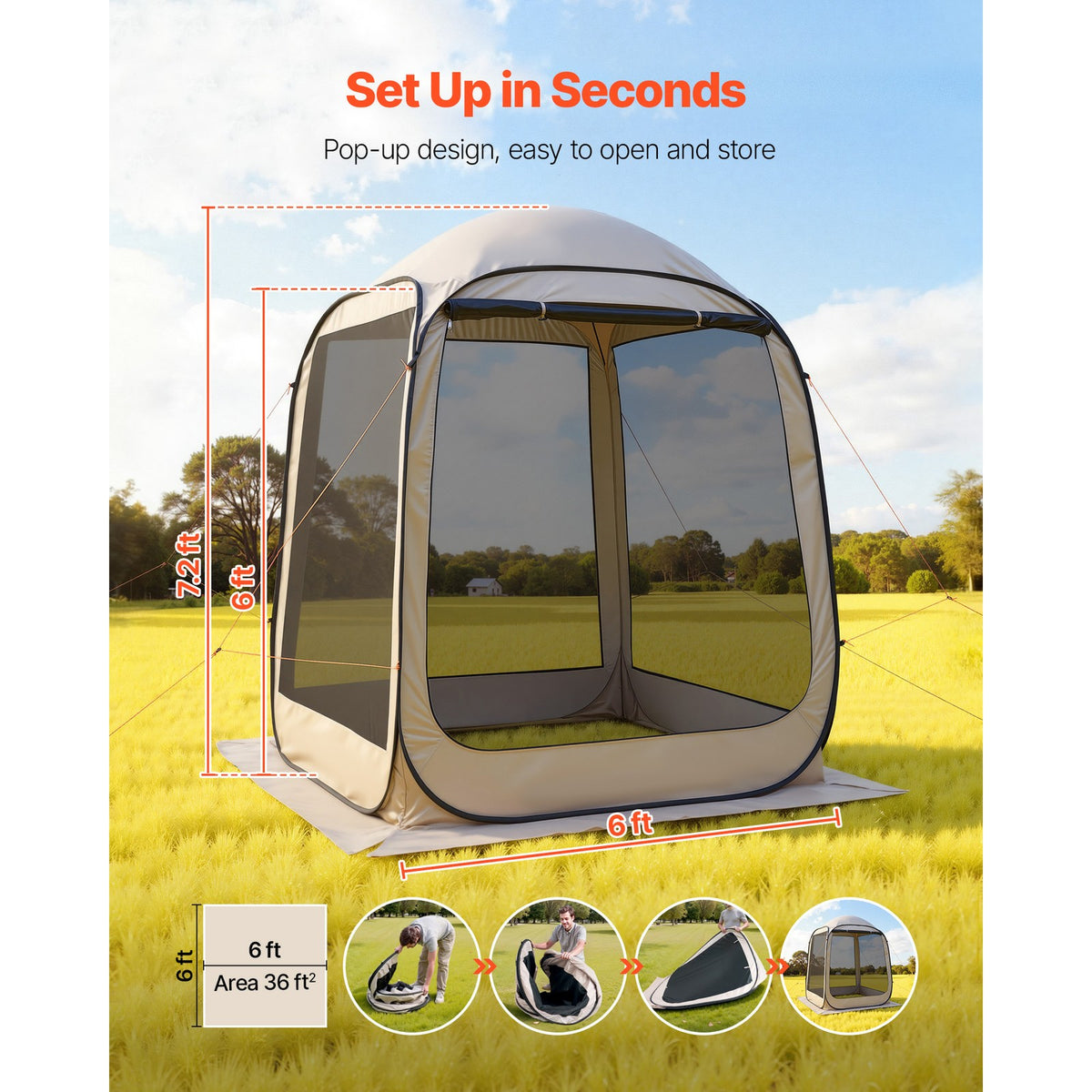 Large Pop-Up Screen House Tent for Outdoor Camping & Gatherings