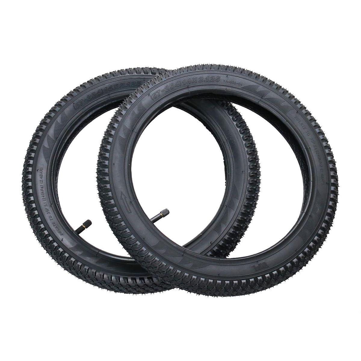 14 Inch Bike Tire and Inner Tube Set for Folding and E-Bikes - Heavy Duty 2 Pack