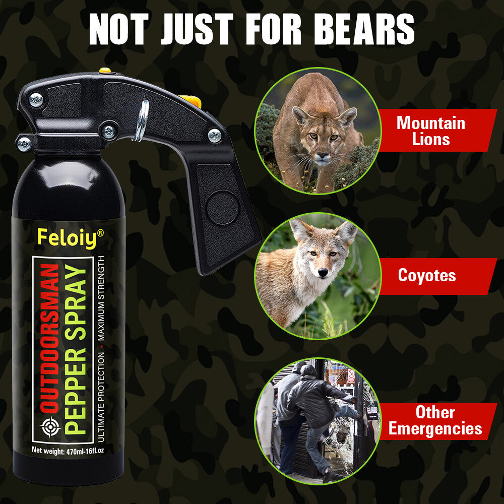 Feloiy Bear Spray 16oz with Holster - Powerful Pepper Deterrent