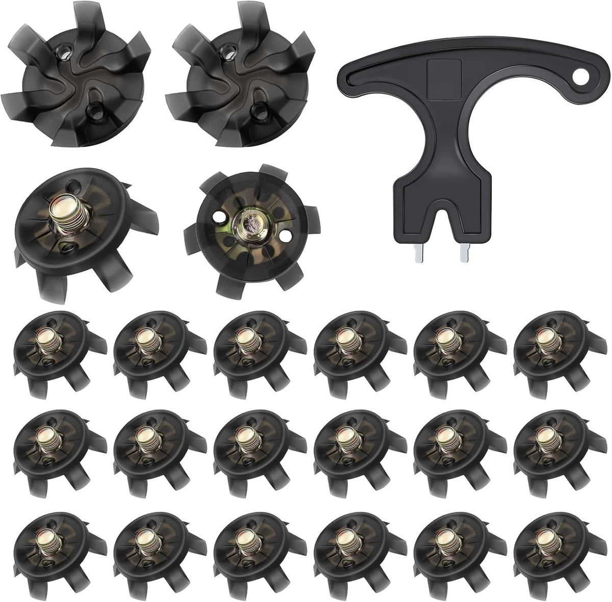 Golf Shoe Spikes Replacement Set Black TPU Metal 6mm Threaded Cleats Kit
