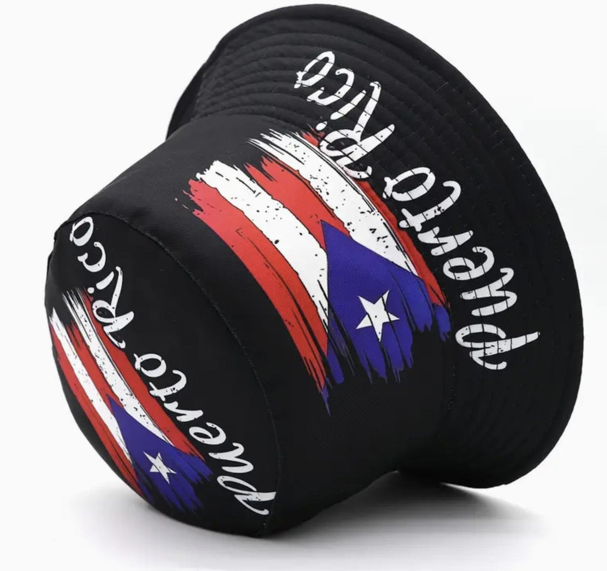 Puerto Rico Flag Bucket Hat for Adults Unisex Black One Size