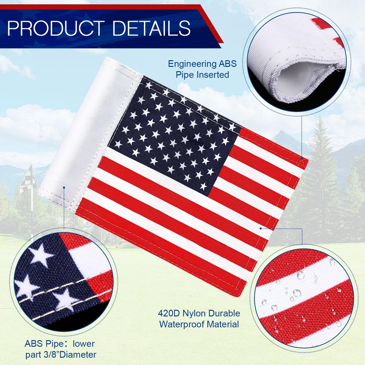 Mini Golf Flags Set - 3 Durable Nylon Practice Flags for Putting Green