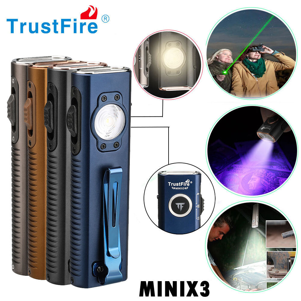 TrustFire Pro Flat EDC Flashlight with LED, UV, and Laser - Small Powerful Light