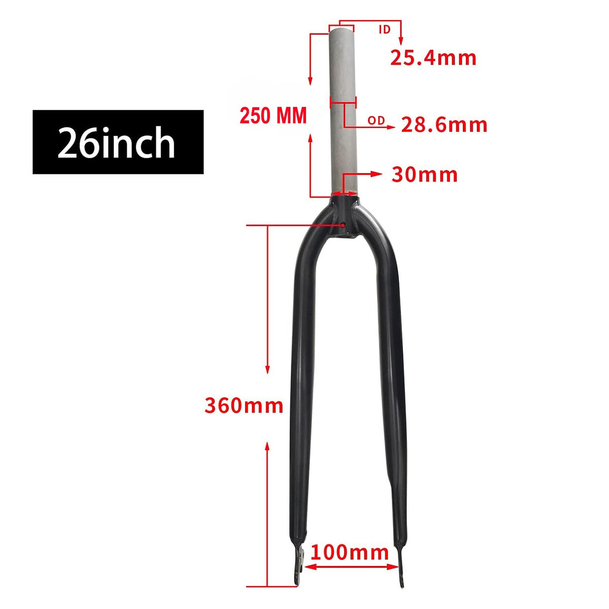 26-Inch Bicycle Fork for MTB Road Cruiser Fixed Gear Disc Brake Compatibility
