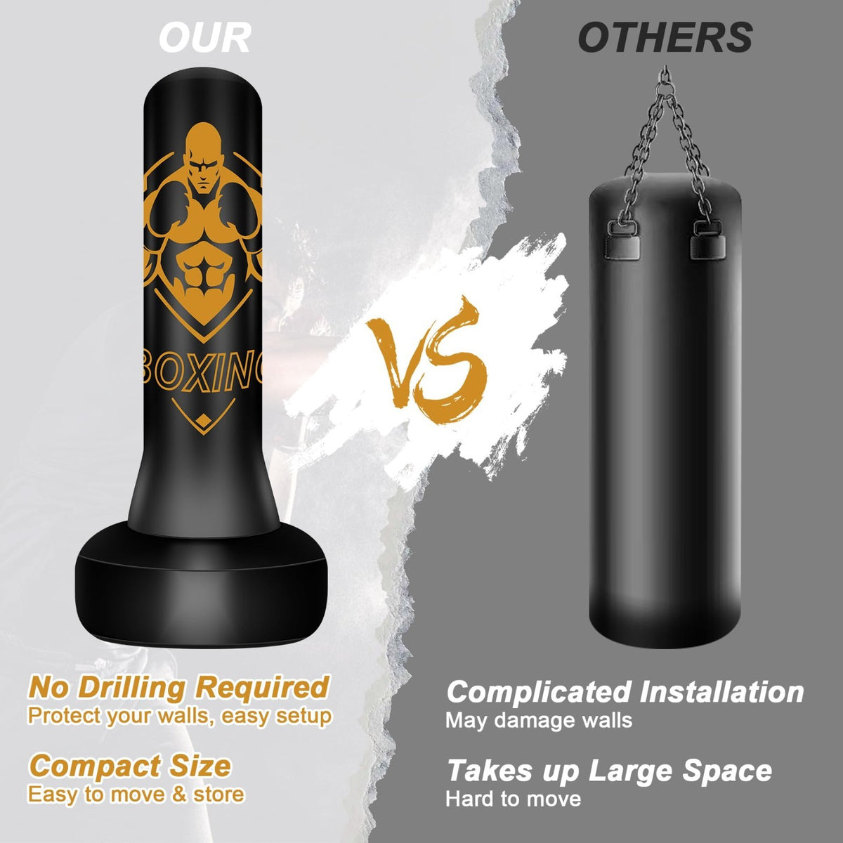 Freestanding Punching Bag with Adjustable Stand for Home Gym Fitness