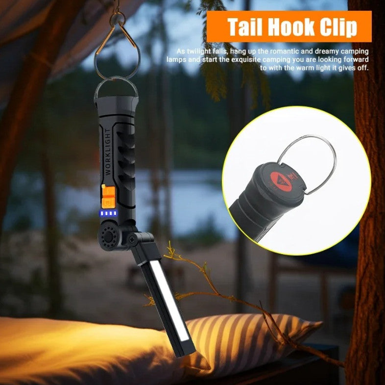 USB Rechargeable COB LED Work Light with Magnetic Base and Multiple Modes