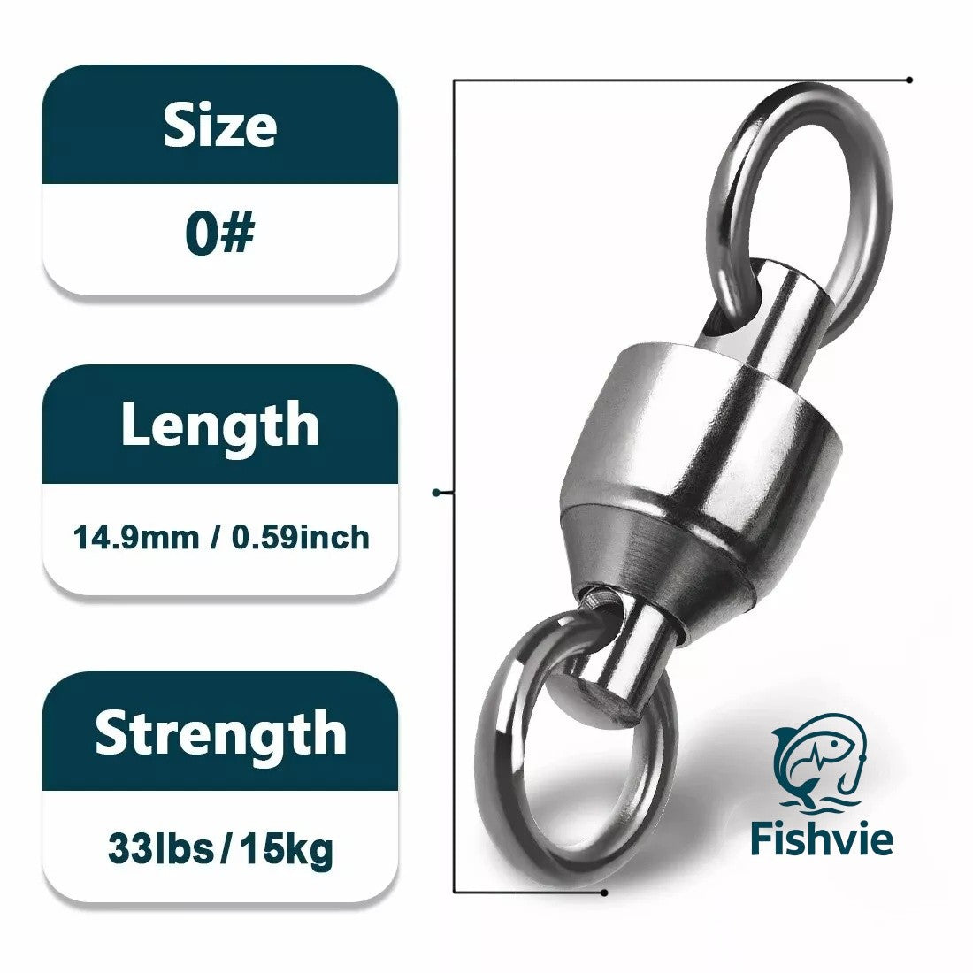 Heavy Duty Ball Bearing Fishing Swivels - Stainless Steel Rings for Saltwater & Freshwater
