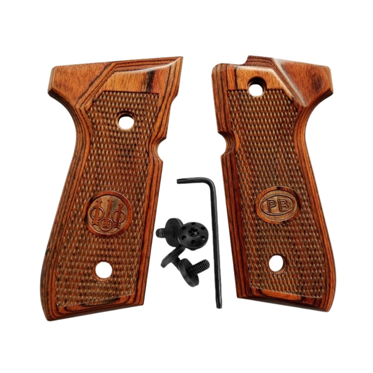 Beretta 92/96 Full Size Rosewood Checkered Pistol Grip Set with Screws