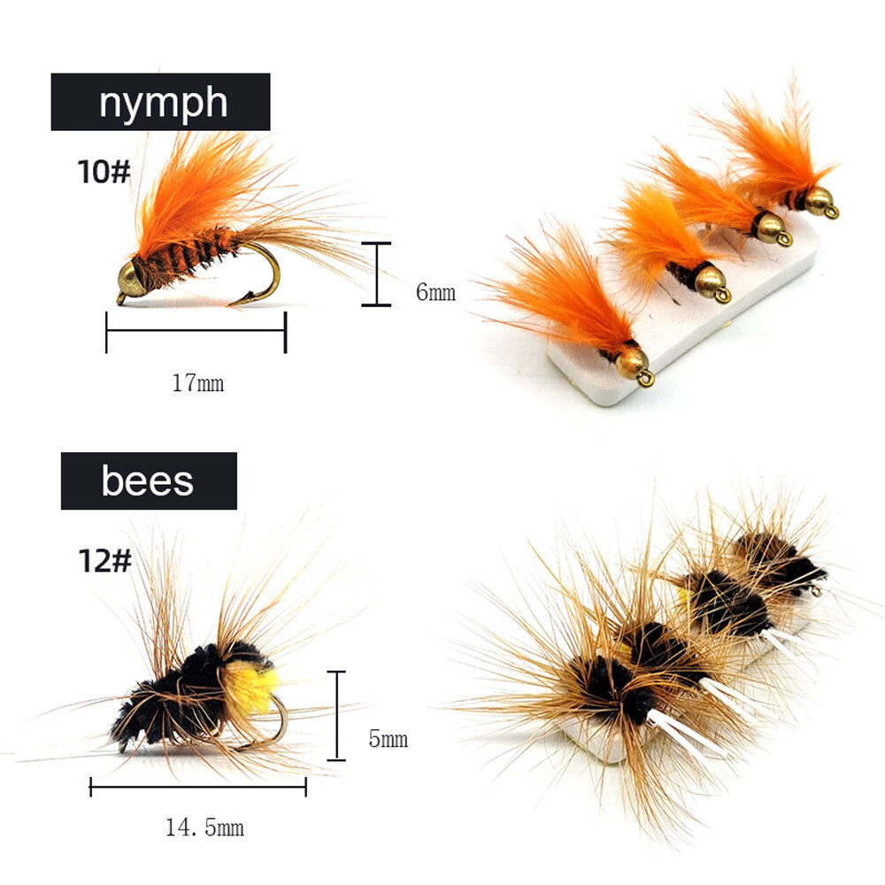 Fly Fishing Flies Kit Assortment 64pcs with Fly Box for Trout Bass