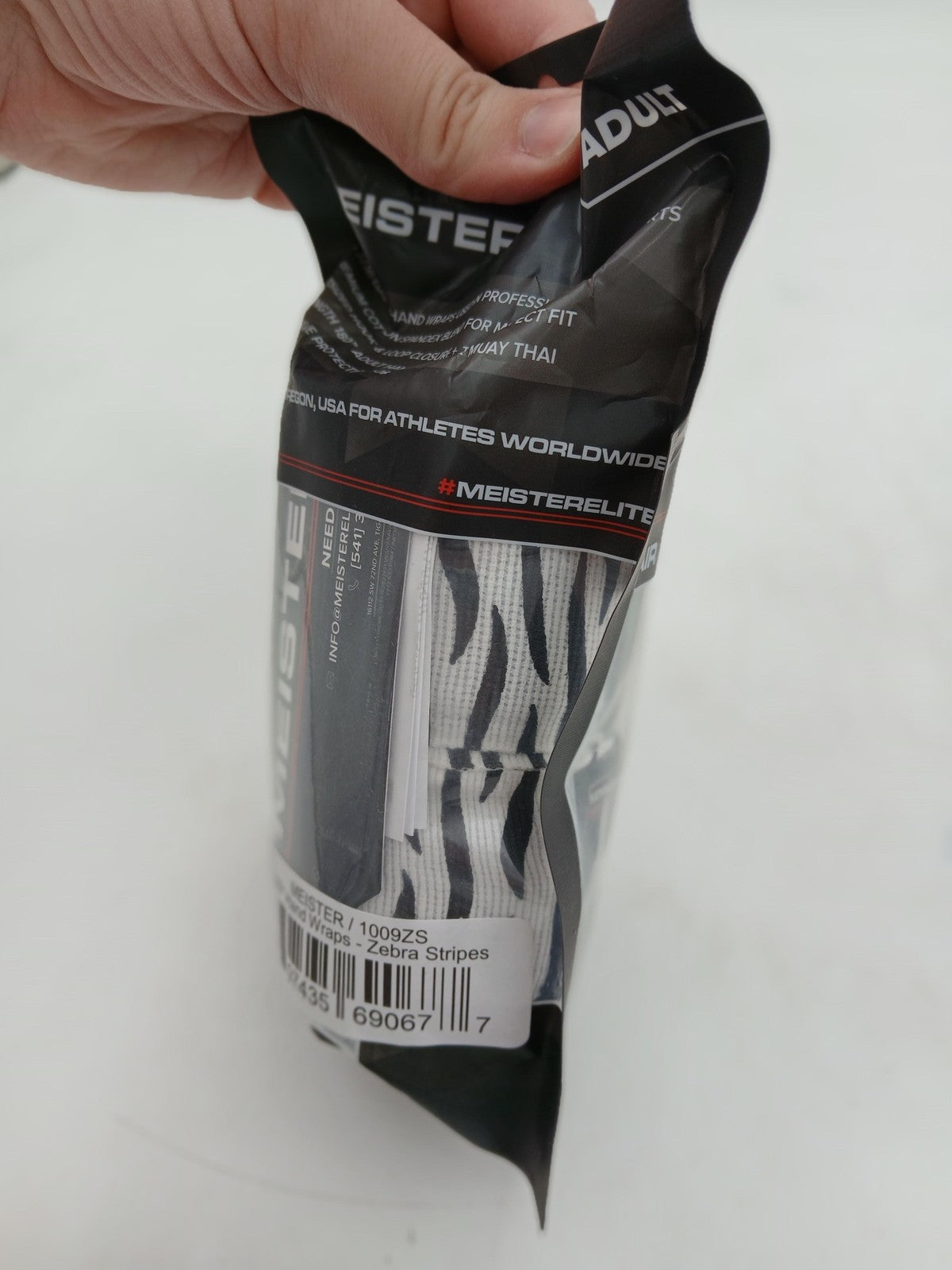 Boxing Hand Wraps 180 Inch Zebra Stripes White Adult Large MMA Training Gear