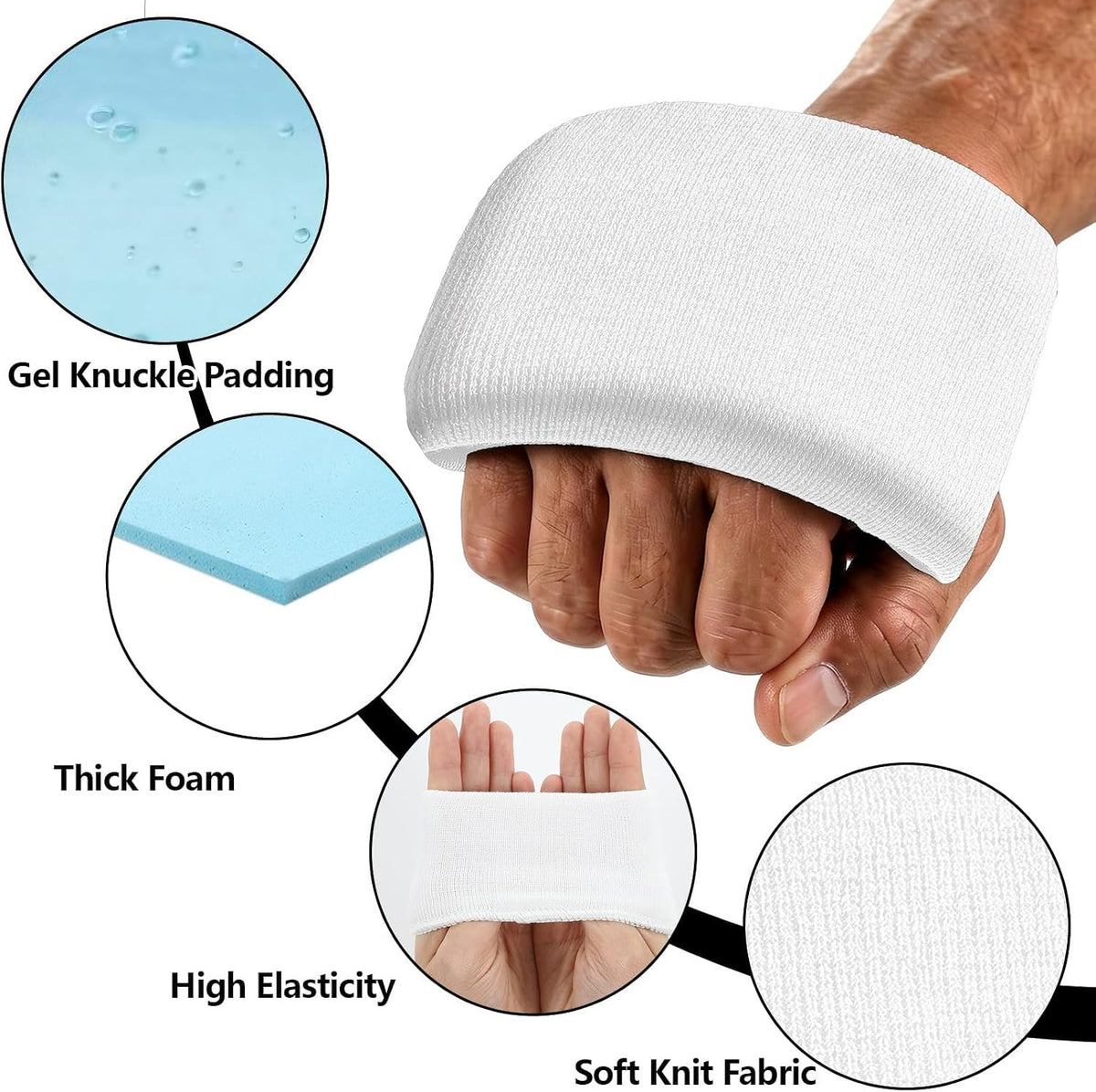 Gel Knuckle Guards for Boxing, Impact-Absorbing Hand Protection, 2 Pairs