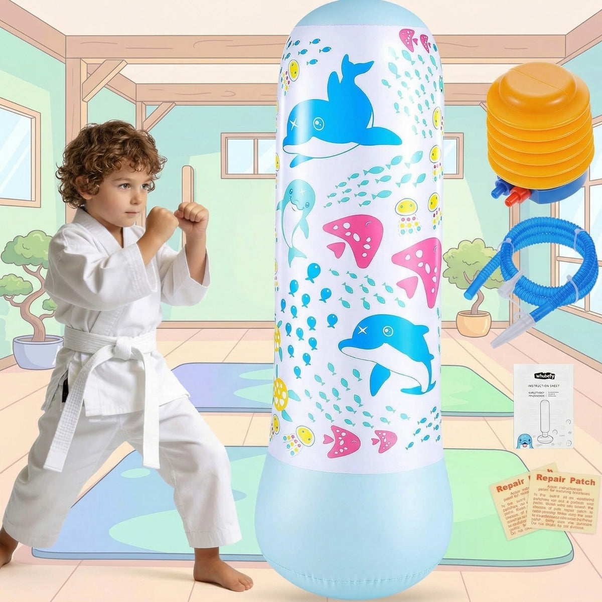 49 Inch Punching Bag with Bounce-Back Action for Kids Indoor & Outdoor Play