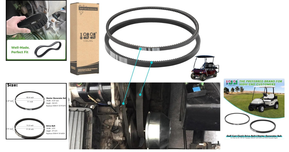 Golf Cart Clutch Drive Belt & Starter Belt Kit for Club Car DS & Precedent
