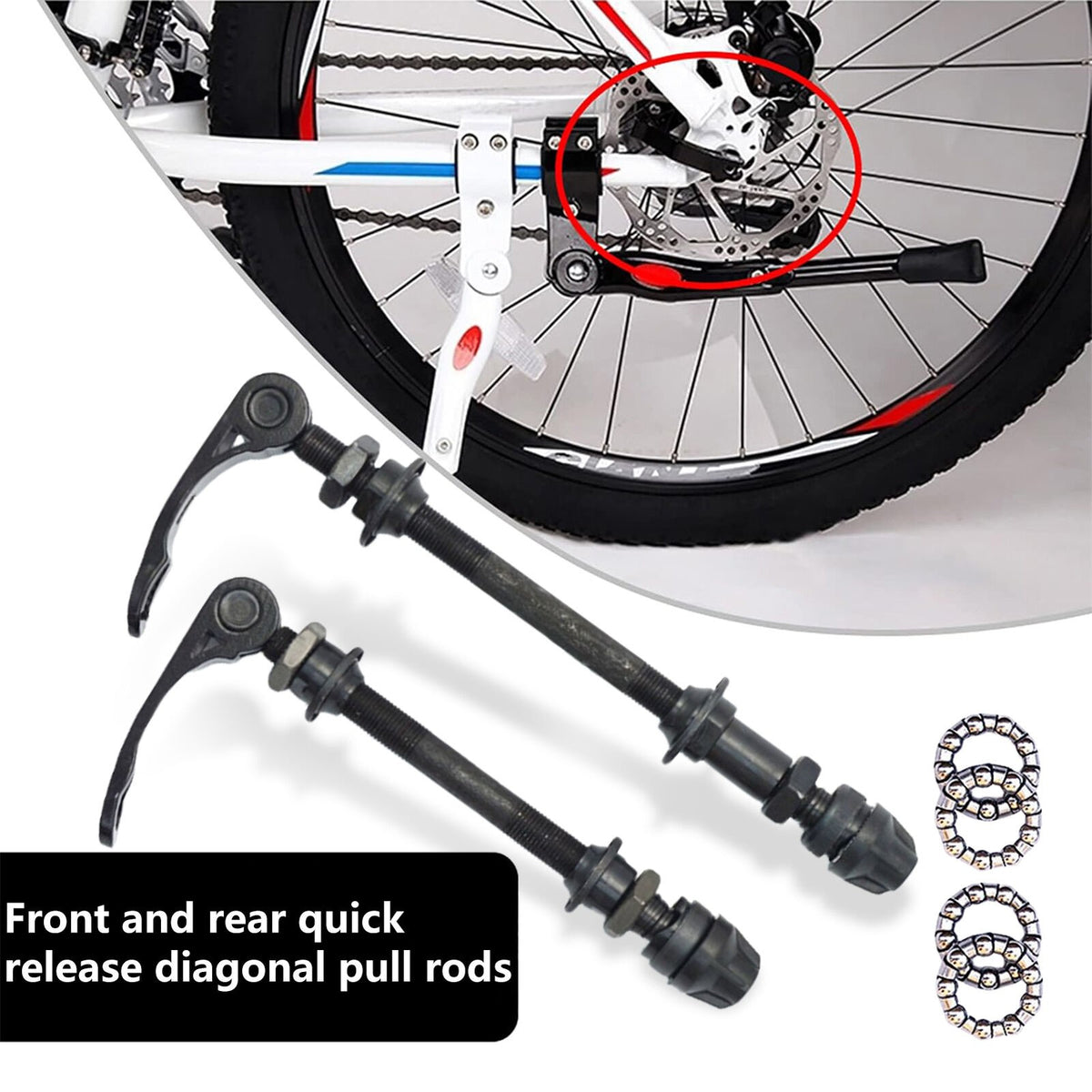Steel Bicycle Hub Bearings and Quick Release Skewer Set - Front & Rear
