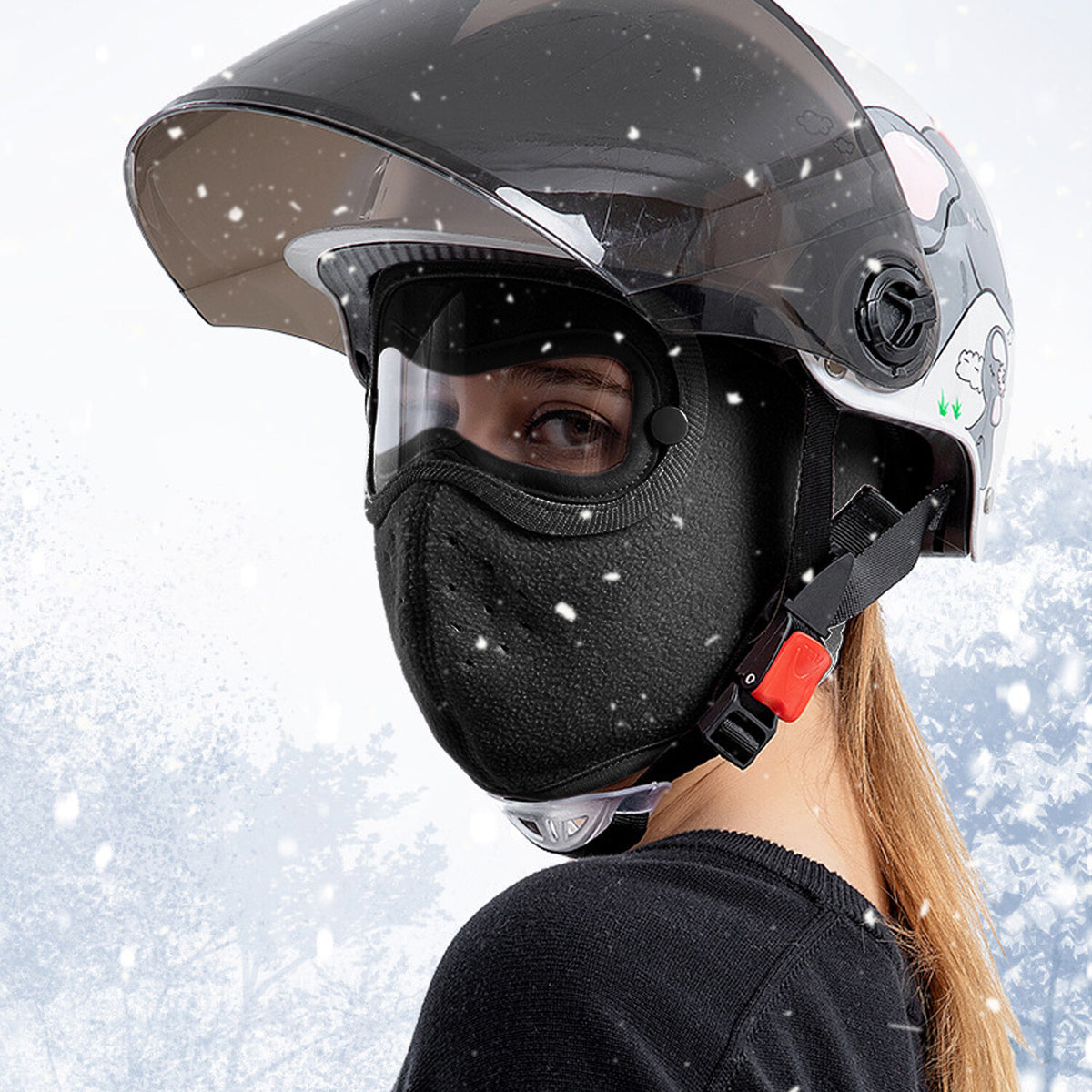 Winter Wool Face Mask with Goggles Full Face Windproof Dust Helmet