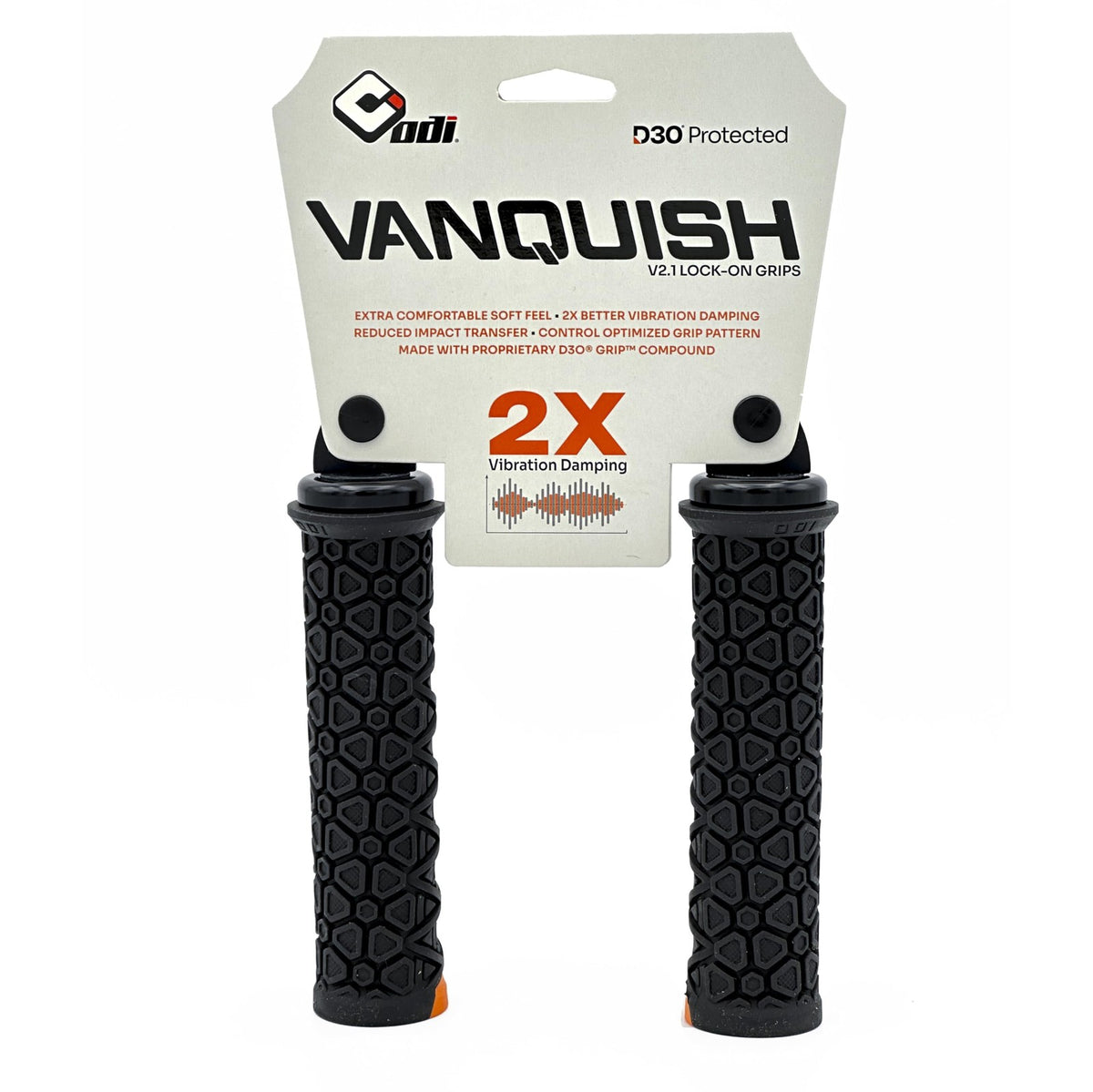 ODI Vanquish V2.1 Lock-On Bicycle Grips - Black and Orange