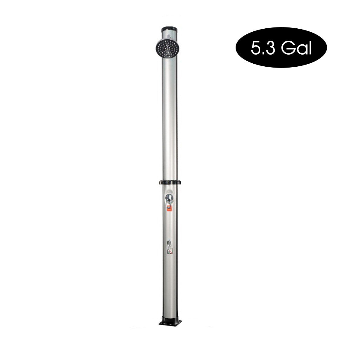Outdoor Solar-Heated Shower with 360° Rotating Head 6.5FT 5.3 Gallon