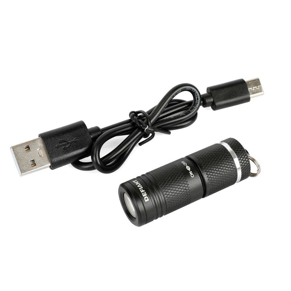 Rechargeable Keychain Flashlight - 75 Lumens Compact Aluminum Black