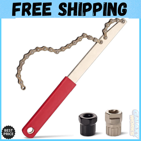Bike Cassette & Freewheel Removal Tool Kit with Chain Whip for Bicycle Maintenance