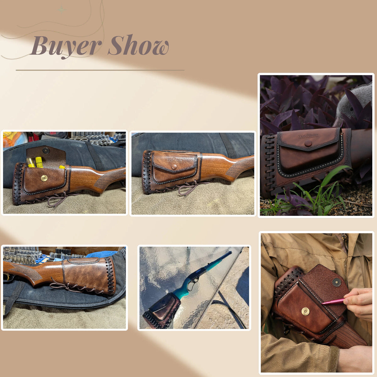 Leather Rifle Recoil Pad with Cheek Rest and Adjustable Stock Cover