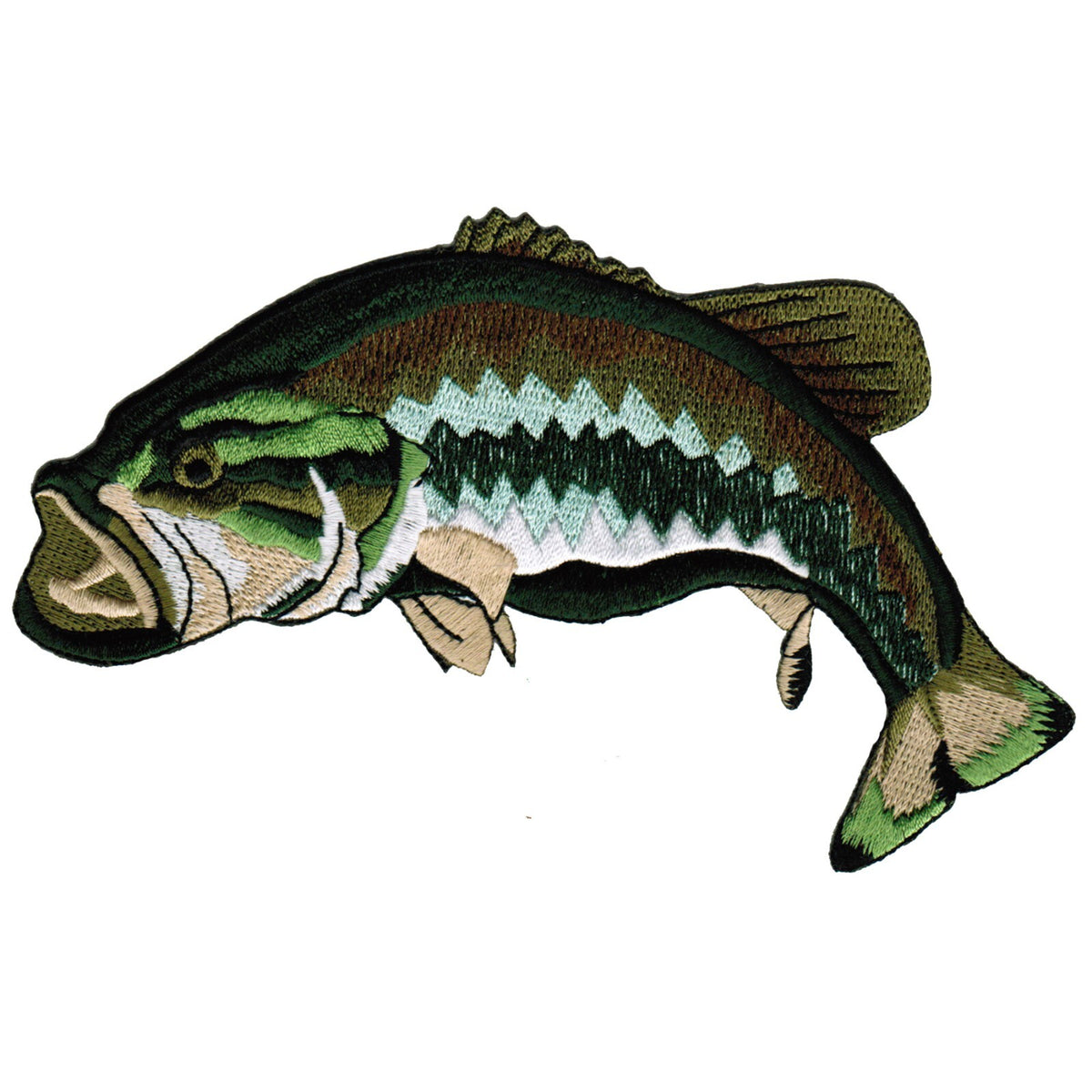 Large Mouth Bass Embroidered Iron-On Patch Fishing Gift