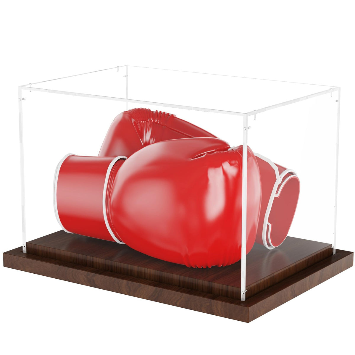 Acrylic Boxing Glove Display Case with Wooden Base - Dustproof & Elegant