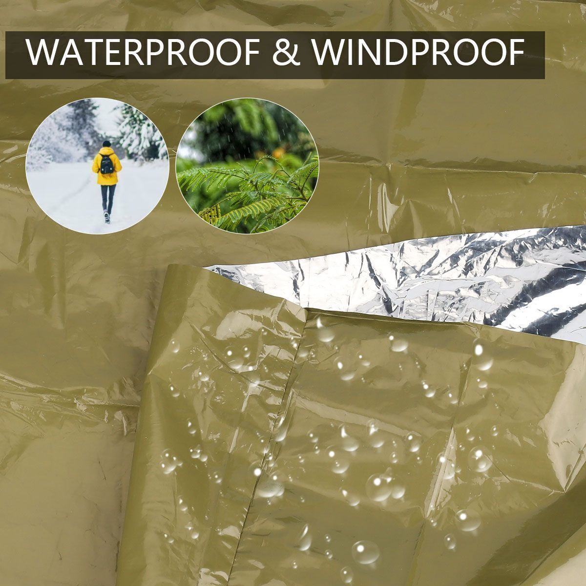 Reusable Thermal Emergency Poncho Waterproof Rain Camping Gear 1/2PC