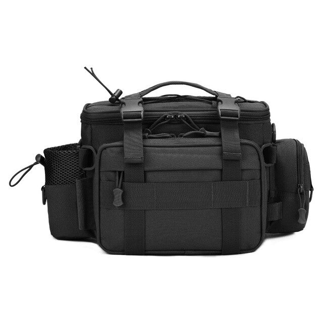 Water-Resistant Fishing Tackle Bag with Multiple Storage Pockets and Adjustable Strap