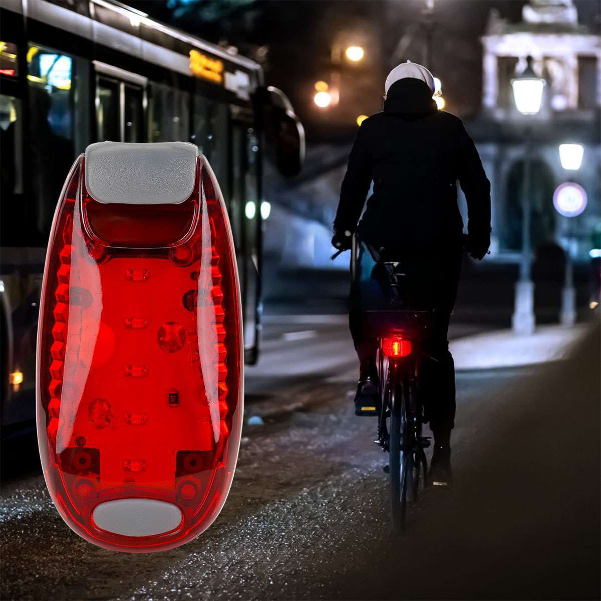 2-Pack LED Safety Clip-On Bicycle Tail Lights - Night Warning Strobe Lamp