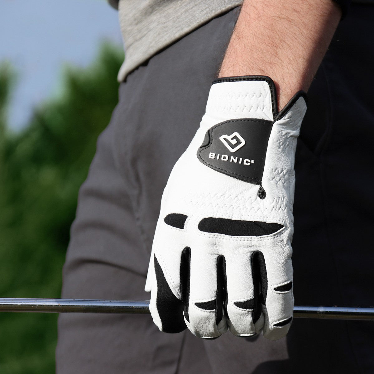 Men's Golf Glove Left Hand Grip Support Dual Expansion Zone White