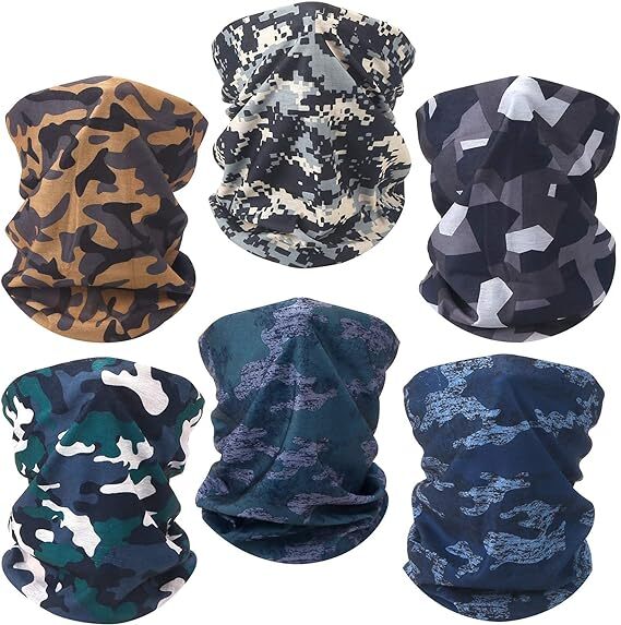 Sun UV Protection Face Masks 6 Pack - Breathable Neck Gaiter & Cover