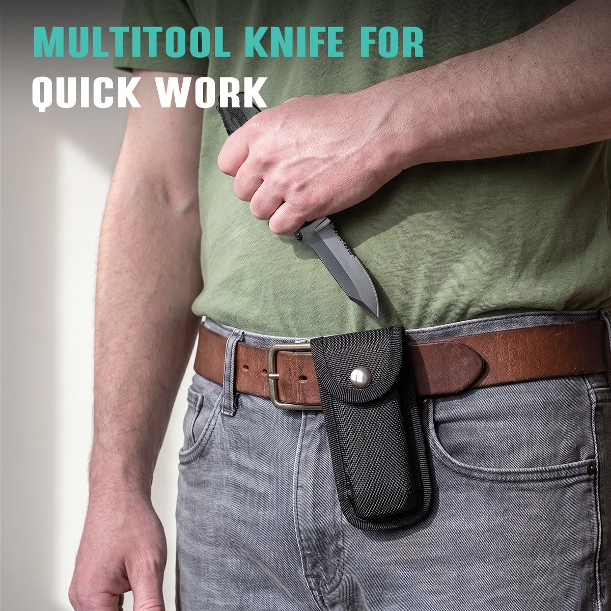 15-in-1 Folding Multitool Knife with Pliers, Screwdriver Bits & Sheath