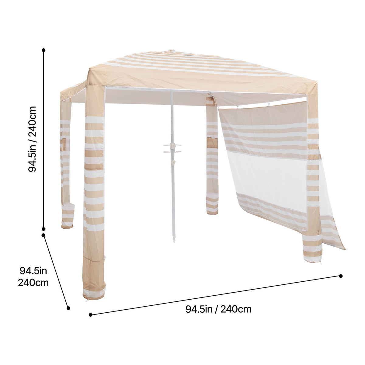 8x8 ft Beach Cabana Canopy with Sidewall - UPF 50+ Shade Shelter Tent