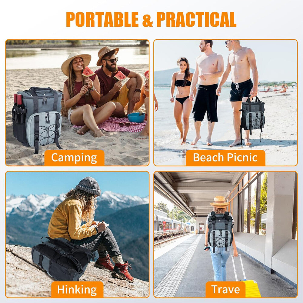 20L Heavy Duty Insulated Cooler Backpack Waterproof Leakproof Outdoor Lunch Bag