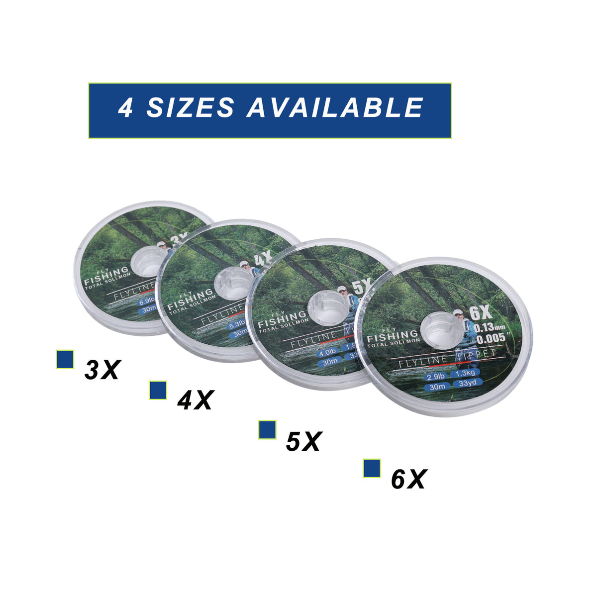 Fly Fishing Tippet Line with Holder - Clear Nylon Leaders 3X-7X 30M