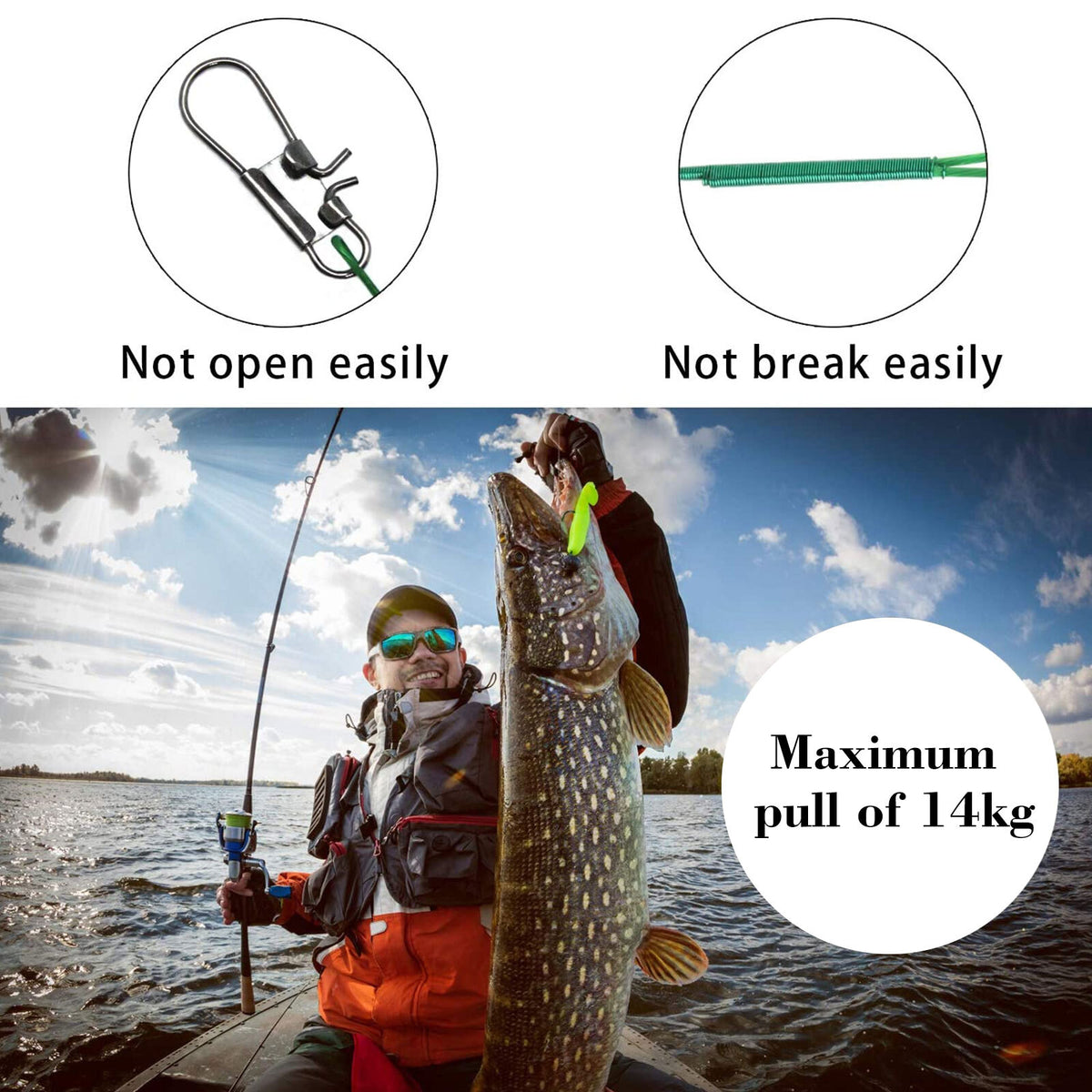 Stainless Steel Fishing Wire Leaders with Snap Swivels - 100 Pack