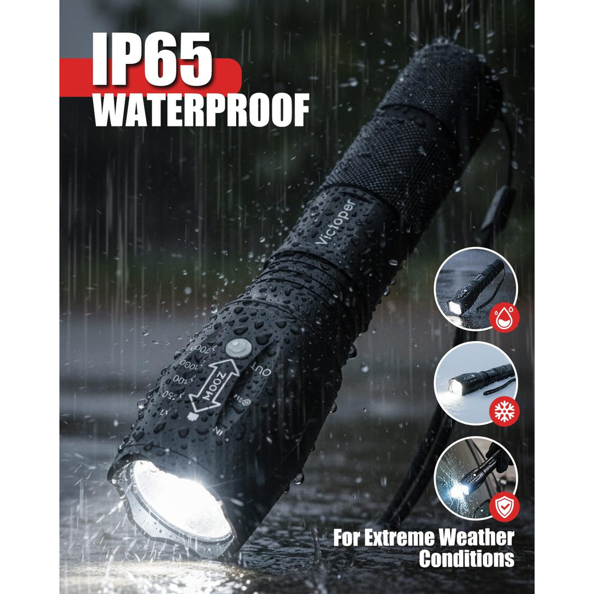 Bright Tactical LED Flashlight 2 Pack Waterproof High Lumens 5 Modes