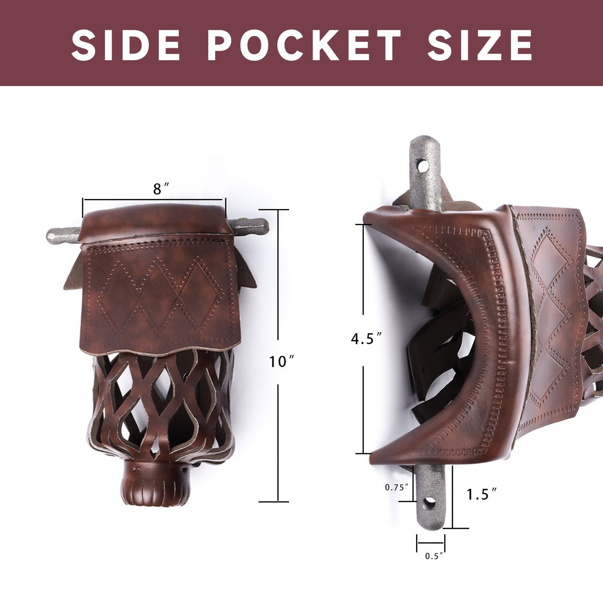 Replacement 6-Pocket Billiard Pool Table Pockets Set in PU Leather, Diamond Pattern