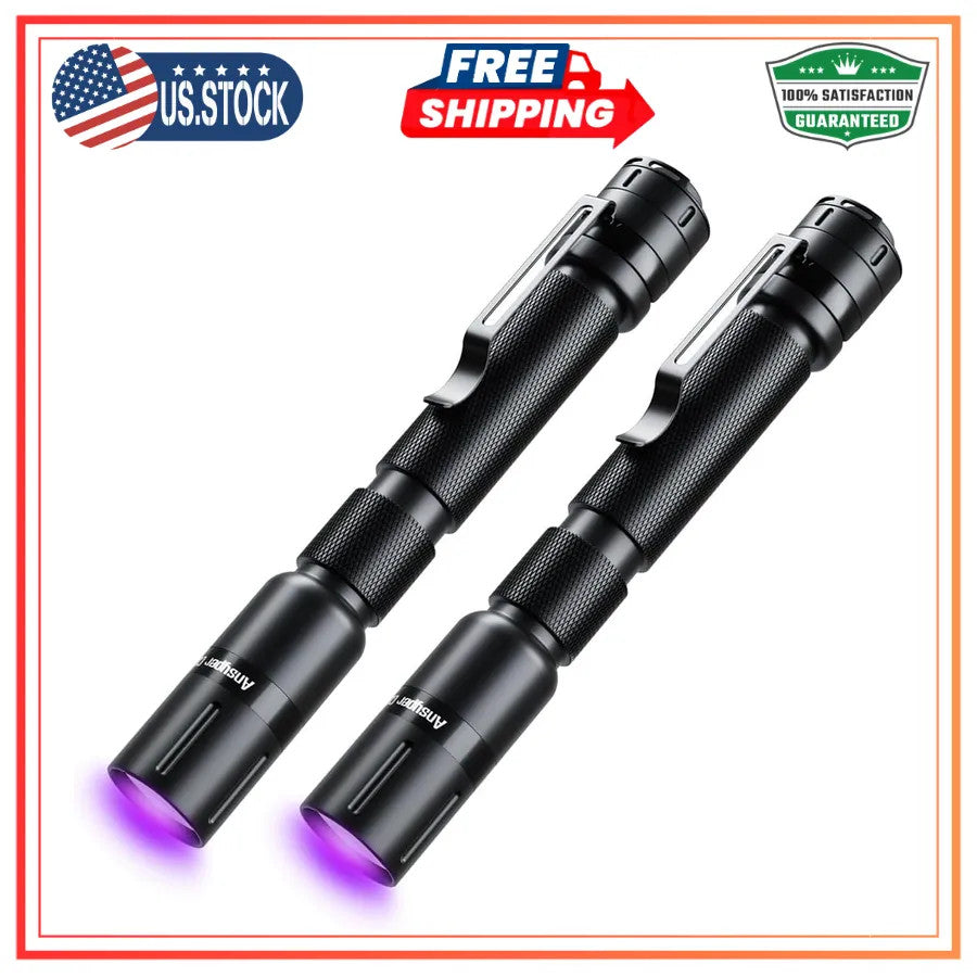 UV Flashlight Pen Light 395nm Two Pack for ID Check Pet Stain Detection