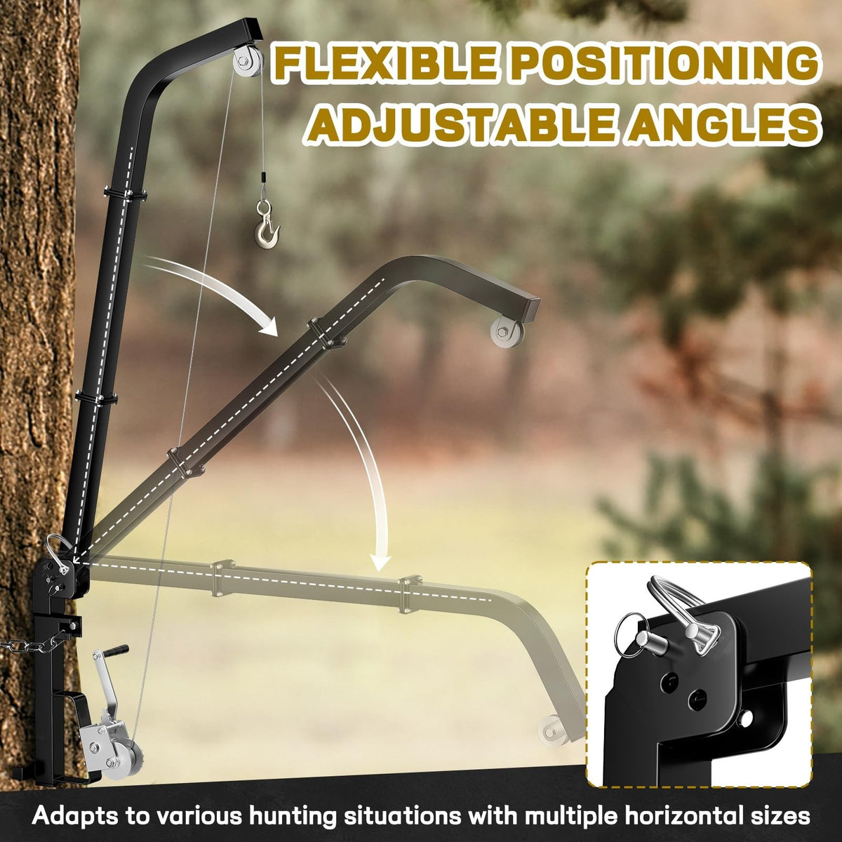 Tree Mounted Deer Hoist for Hunting, 400lb Capacity with Gambrel & Steel Cable