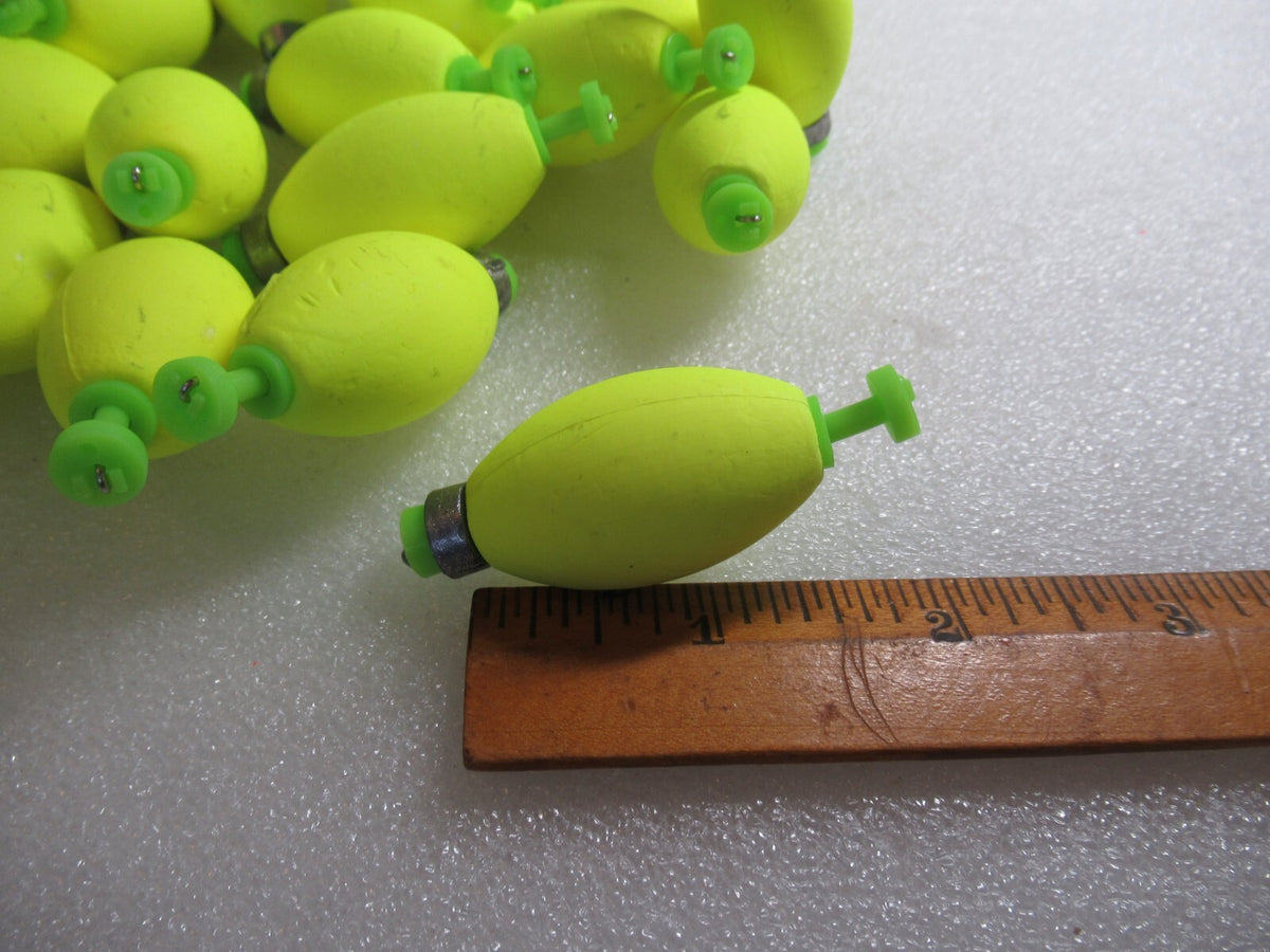 12 Pack 1.5-Inch Fishing Floats Oval Weighted Foam Snaps - Multiple Colors