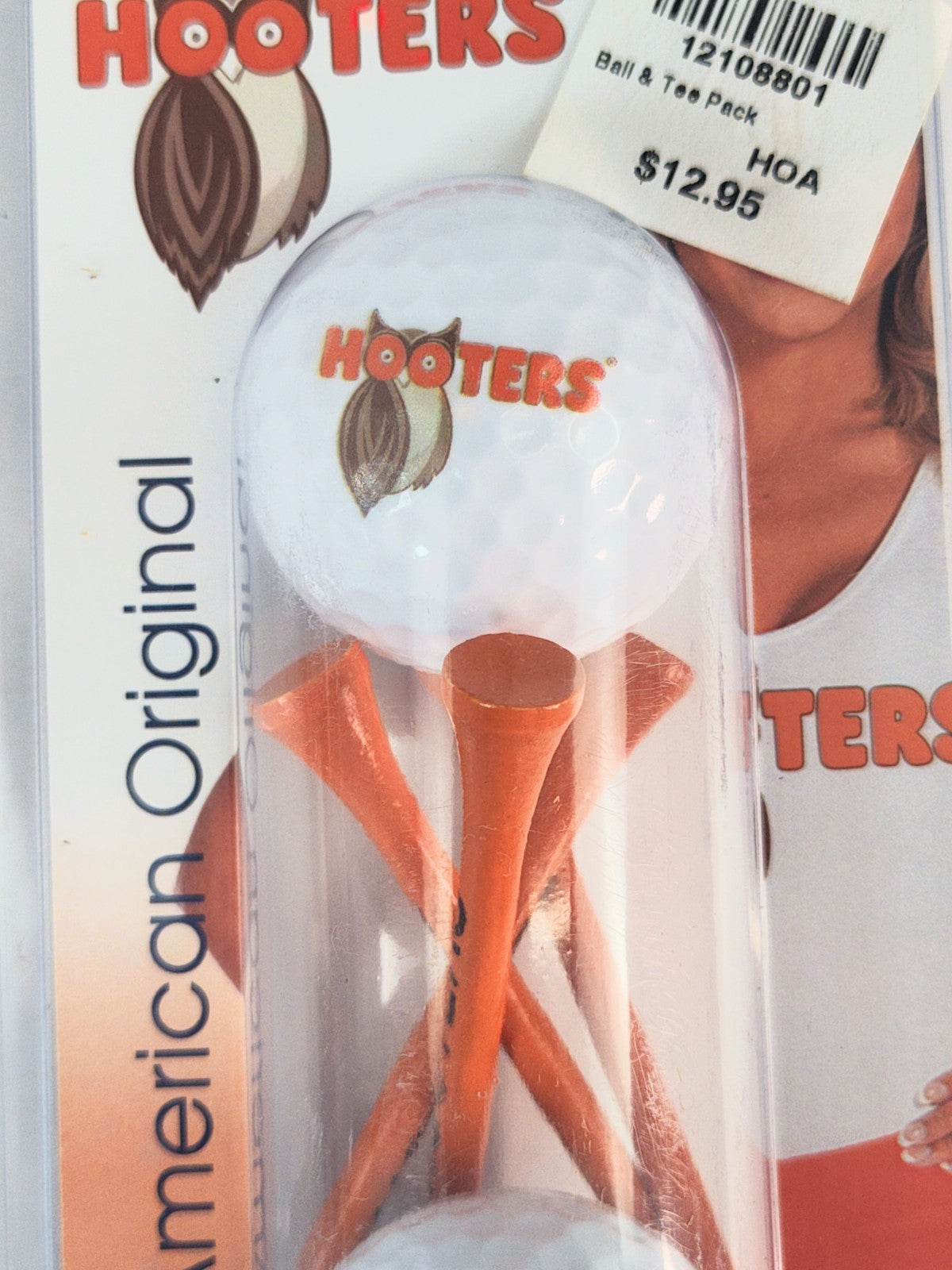 Golf Balls and Tees Set - Hooters White Golf Balls & Orange Tees Pack