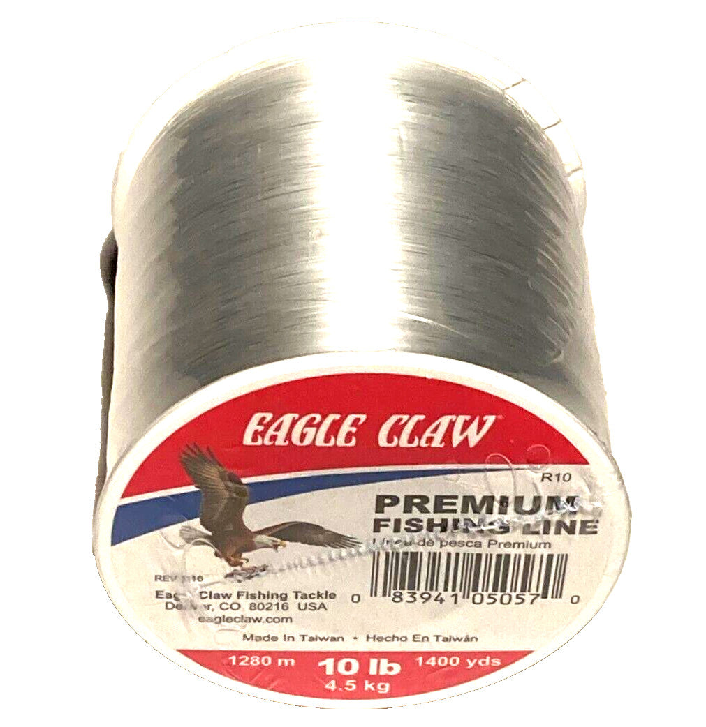 Premium 10lb Monofilament Fishing Line - Clear 1400 Yards Spool
