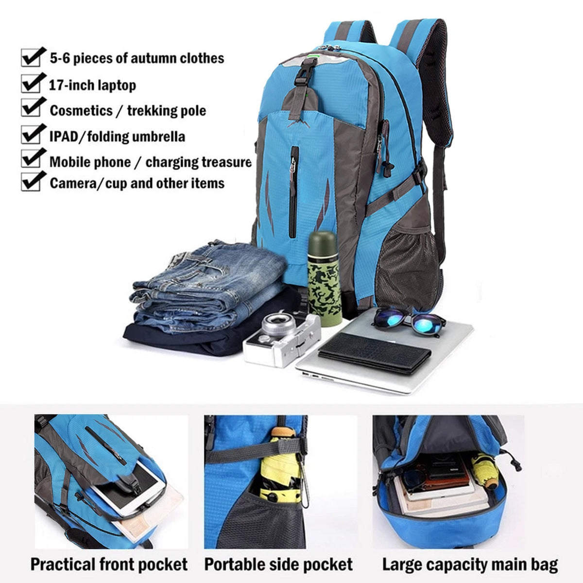 40L Travel Backpack for Men & Women Outdoor Hiking Camping Rucksack