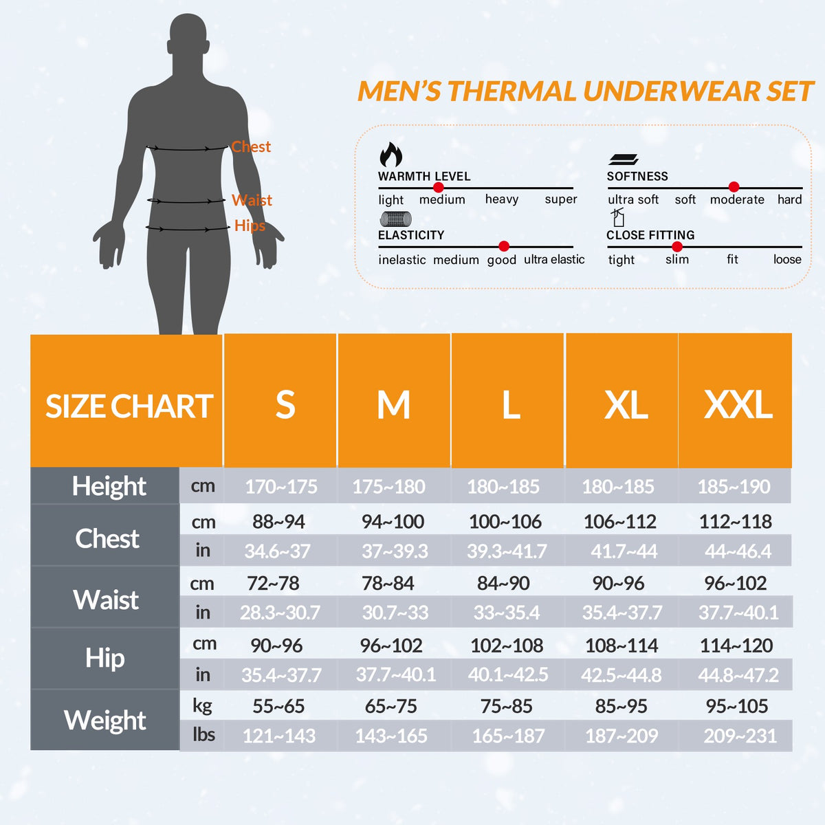 Men's Thermal Fleece Compression Base Layer Under Shirt and Tights Set Winter